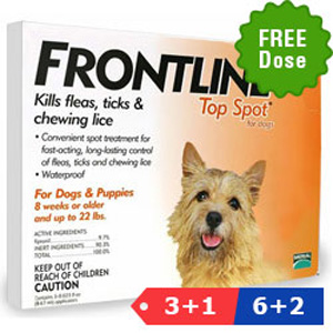 Frontline Top Spot Small Dogs 0-22 Lbs Orange 6 + 2 Pipette Free