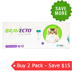Bravecto Spot On For Large Cats 13.8 Lbs - 27.5 Lbs Green 500 Mg 2 Pack
