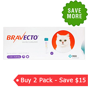 Bravecto Spot On For Medium Cats 6.2 Lbs - 13.8 Lbs Orange 250 Mg 2 Pack