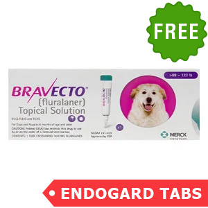 Bravecto Topical For X-large Dogs (above 88 Lbs) Pink 1 Doses + 2 Free Endogard Tabs(large)