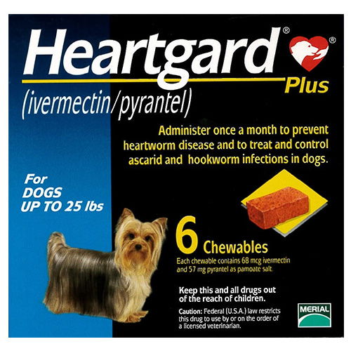 Heartgard Plus Chewables Small Dogs Up To 25lbs Blue 12 Doses