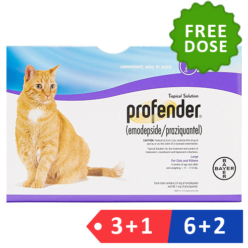 Profender Large Cats 1.12 Ml 11-17.6 Lbs 6 + 2 Doses Free