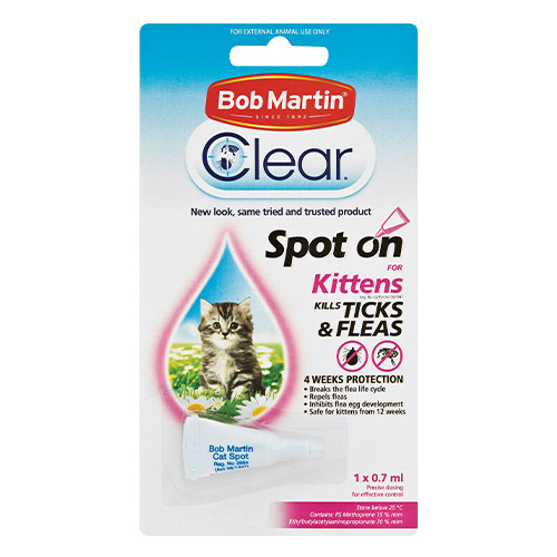Bob Martin Clear Ticks & Fleas Spot On For Kittens 1x0.7ml