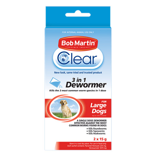 Bob Martin Clear 3 in 1 Dewormer for Dogs for Large (2x15g)