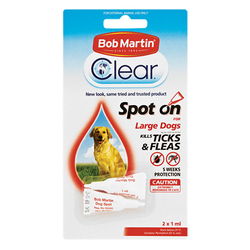 Bob Martin Clear Ticks & Fleas Spot On For Large Dogs 2x1ml