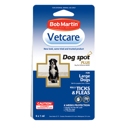 Bob Martin Vetcare Ticks & Fleas Spot Plus for Dogs for Dogs Large 6x1ml