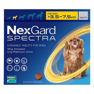 Nexgard Spectra Chewable Tablets for Small Dogs 7.7-16.5 lbs (Yellow)