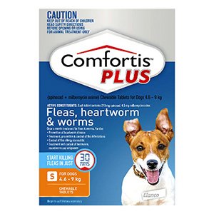 Comfortis Plus (Trifexis) Chewable Tablets For Small Dogs 4.6-9 Kg (10.1 - 20lbs) Orange
