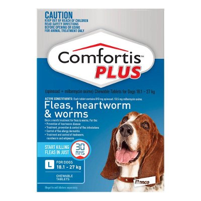 Comfortis Plus (Trifexis) Chewable Tablets For Large Dogs 18.1-27 Kg (40.1 - 60 lbs) Blue