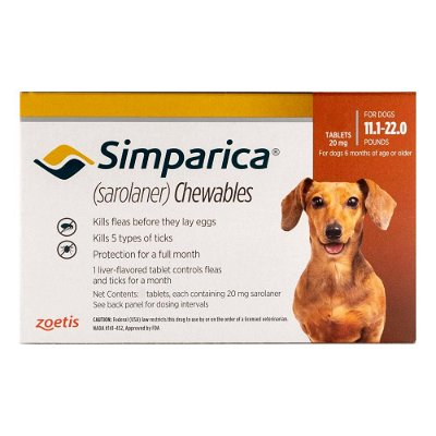 Simparica Oral Flea & Tick Preventive for Dogs 11.1-22 lbs (Brown)
