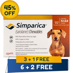 Simparica Oral Flea & Tick Preventive for Dogs 11.1-22 lbs (Brown)