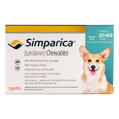 Simparica Oral Flea & Tick Preventive for Dogs 22.1-44 lbs (Blue)