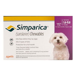 Simparica Oral Flea & Tick Preventive for Dogs 5.6-11 lbs (Purple)