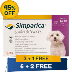 Simparica Oral Flea & Tick Preventive for Dogs 5.6-11 lbs (Purple)