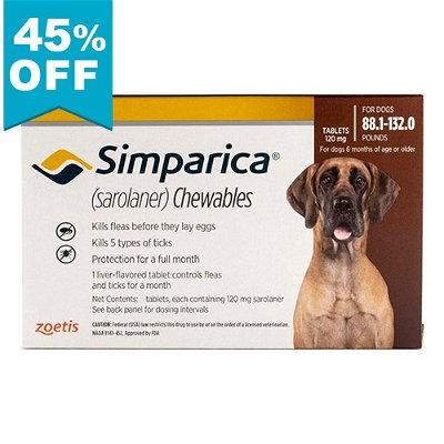 Simparica Oral Flea & Tick Preventive for Dogs above 88 lbs (Red)